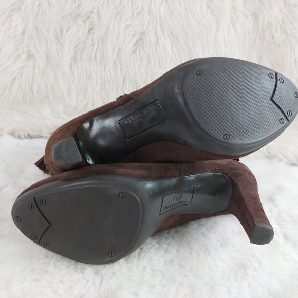 Anne Klein Iflex Caroline Women's Brown Suede Leather Ankle Tassel Zip Boot 6M - Picture 7 of 9